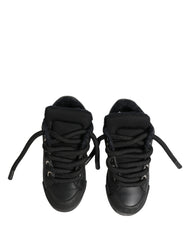 Dolce & Gabbana Black Calf Leather Nappa Lace-Up Sneakers Shoes