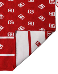 Dolce & Gabbana Red White Logo Print Foulard 201cm x 40.5cm Men Scarf