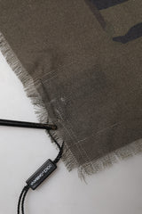 Dolce & Gabbana Green Camouflage Logo Cashmere 138cm x 137cm Men Scarf