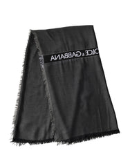 Dolce & Gabbana Black Modal Warmer Shawl Fringes 140cm x 134cm Men Scarf