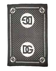 Dolce & Gabbana Black White Polka Dot Logo Stole Wrap 188cm x 116cm Scarf