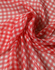 Dolce & Gabbana White Red Check Silk Wrap Foulard 140cm x 136cm Scarf