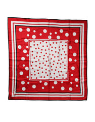 Dolce & Gabbana Red White Polka Dot Square Foulard 90cm x 88cm Scarf