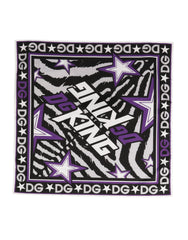 Dolce & Gabbana Black Purple DG King Cotton Foulard 51cm x 49.5cm Scarf