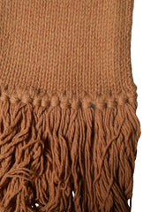 Dolce & Gabbana Brown Viscose Knitted Neck Wrap Fringes 266cm x20cm Scarf