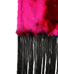 Dolce & Gabbana Pink Black Faux Fur Neck Wrap Fringes 200cm x 59cm Scarf