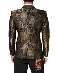 Dolce & Gabbana Gold Jacquard Single Breasted Tuxedo Blazer