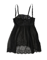 Dolce & Gabbana Black Silk Floral Lace Lingerie Top Underwear