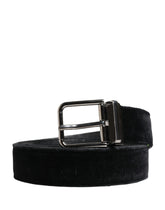Dolce & Gabbana Black Suede Silver Tone Metal Buckle Men Belt