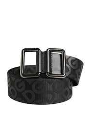 Dolce & Gabbana Black Logo Monogram Silver Metal Buckle Belt