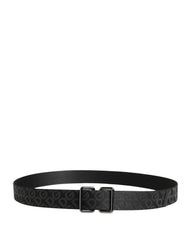 Dolce & Gabbana Black Logo Monogram Silver Metal Buckle Belt