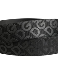 Dolce & Gabbana Black Logo Monogram Silver Metal Buckle Belt