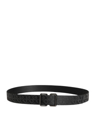 Dolce & Gabbana Black Logo Monogram Silver Metal Buckle Belt