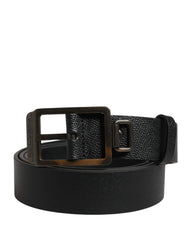 Dolce & Gabbana Black Calf Leather Gold Metal Buckle Belt