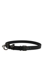 Dolce & Gabbana Black Calf Leather Silver Metal Buckle Belt