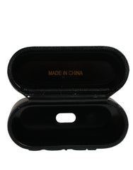 Dolce & Gabbana Black PVC Embossed Logo Flip Holder Women Airpods Case