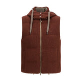 Brunello Cucinelli Brown Cotton Sleveless Jacket
