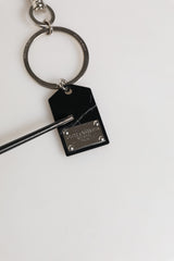 Dolce & Gabbana Black Silver Brass LogoPlaque Metal Ring Keyring Keychain