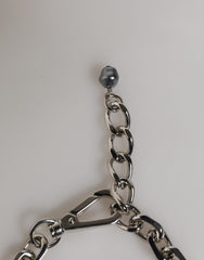 Dolce & Gabbana Silver Tone Chain Lobster Clasp Logo Gray Pearls Bracelet