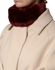 Dolce & Gabbana Red Lamb Fur Collar Women Neck Wrap 50cm x 8cm Scarf