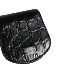 Dolce & Gabbana Black Exotic Skin Condom Case Holder Pocket Wallet