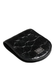 Dolce & Gabbana Black Exotic Skin Condom Case Holder Pocket Wallet