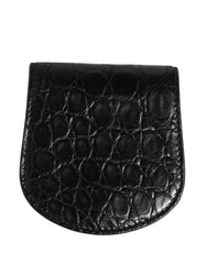 Dolce & Gabbana Black Exotic Skin Condom Case Holder Pocket Wallet