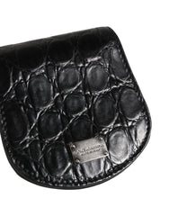 Dolce & Gabbana Black Exotic Skin Condom Case Holder Pocket Wallet