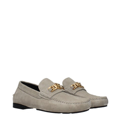 Versace Gray Leather Slip-On Loafers