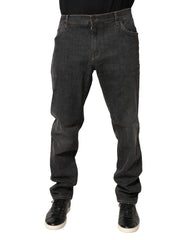 Dolce & Gabbana Dark Gray Slim Fit Cotton Men Denim Jeans
