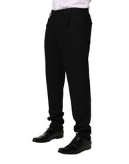 Dolce & Gabbana Black Wool Skinny Men Dress Trouser Pants
