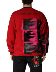 Dolce & Gabbana Red Graphic Crew Neck Men Sweatshirt Sweater