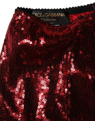 Dolce & Gabbana Red Sequin Embellished High Waist Girdle Underwear