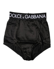 Dolce & Gabbana Black Logo Girdle High Waist Panty Underwear