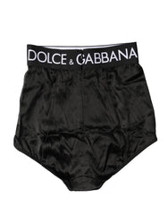 Dolce & Gabbana Black Logo Girdle High Waist Panty Underwear
