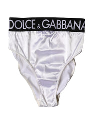 Dolce & Gabbana White Logo Brief High Waist Panty Underwear