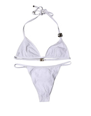 Dolce & Gabbana White Logo Swimsuit 2 Piece Top Bottom Swimwear