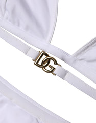 Dolce & Gabbana White Logo Swimsuit 2 Piece Top Bottom Swimwear