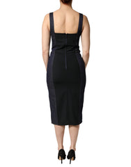 Dolce & Gabbana Dark Blue Cotton Denim Sheath Midi Dress