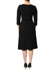 Dolce & Gabbana Black Wool Sacred Heart Patch Midi Dress