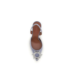 Amina Muaddi Purple Silk High Heel Pumps