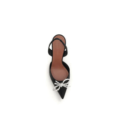 Amina Muaddi Black Silk Pumps