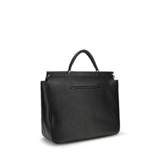 Brunello Cucinelli Black Calf Leather Bos Taurus Shoulder Bag