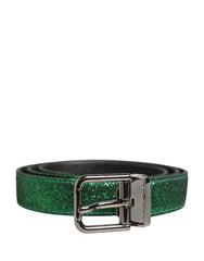 Dolce & Gabbana Men Green Lurex Polyester Metal Buckle Belt