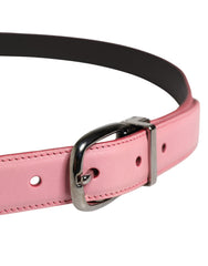 Dolce & Gabbana Men Pink Classic Leather Metal Buckle Belt