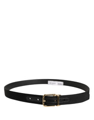 Dolce & Gabbana Black Viscose Leather Gold Metal Buckle Belt