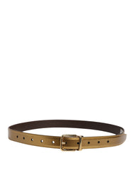 Dolce & Gabbana Men Gold Classic Leather Metal Buckle Belt