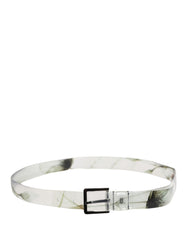 Dolce & Gabbana Men White Floral PVC Silver Metal Buckle Belt