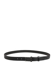 Dolce & Gabbana Men Black Calf Leather Logo Metal Buckle Belt