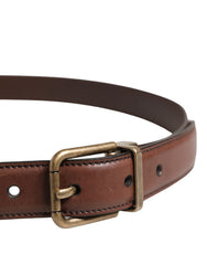 Dolce & Gabbana Men Brown Classic Leather Metal Buckle Belt